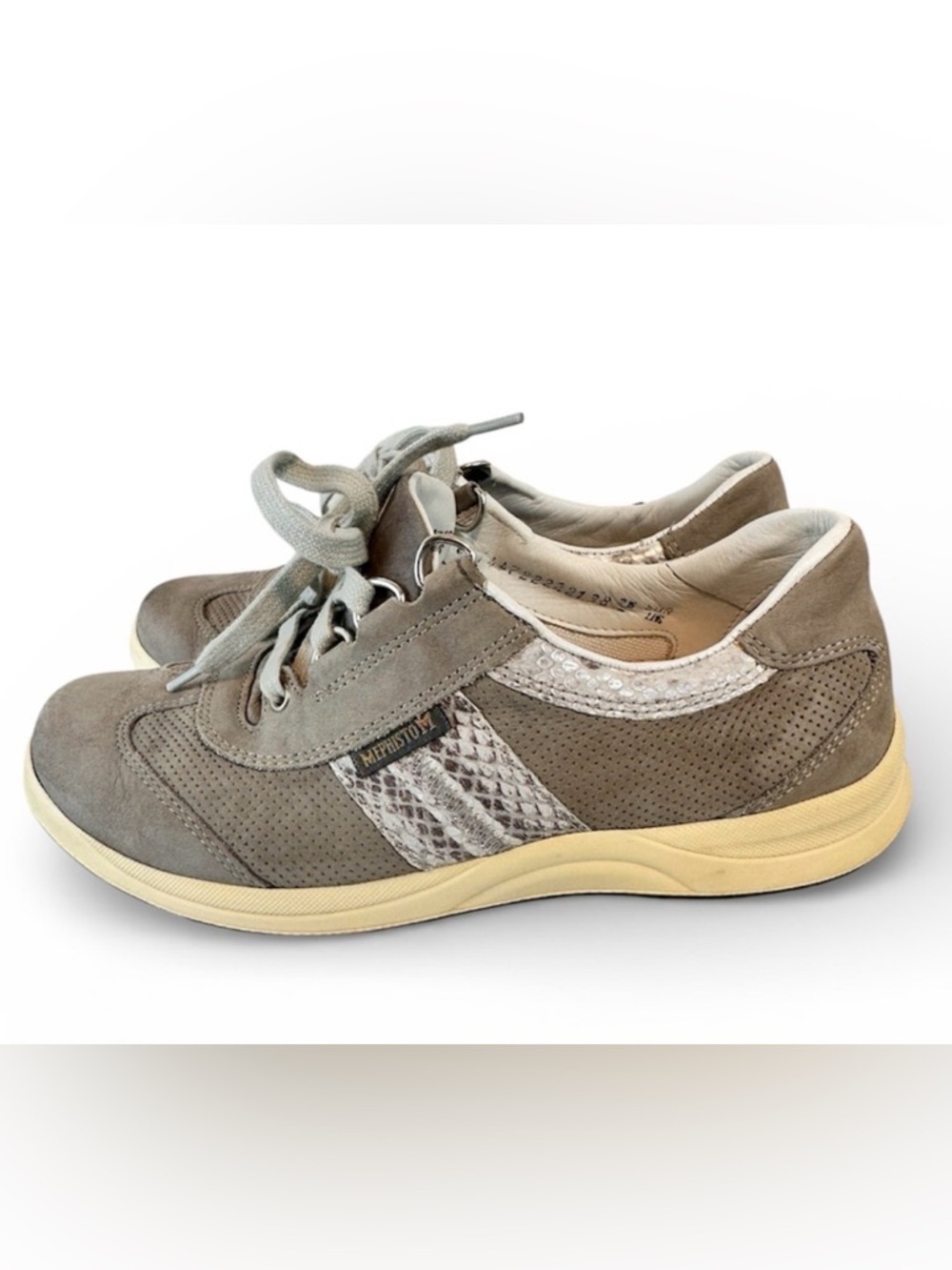 Mephisto Women's Laser Perforated Sneaker Gray Size 5 Lace Up Round Toe